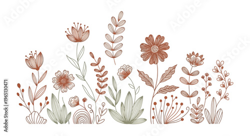 Colorful flowers and plants illustration.