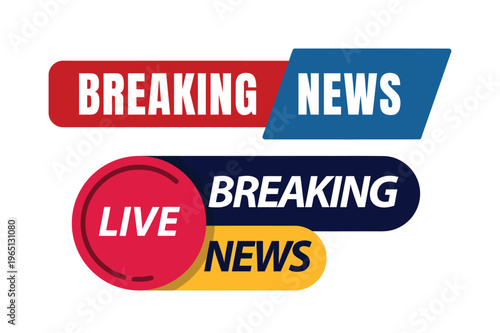 Dynamic breaking news and live broadcast graphic elements for media updates, online reporting, and urgent information announcements