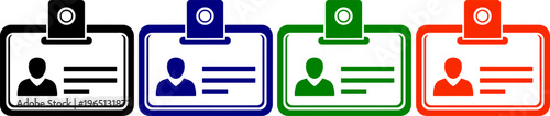 Identification badges with person icon and lines for text in four colors