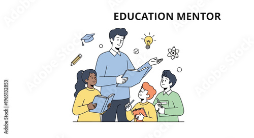 Education Mentor Guiding Students with Knowledge and Ideas