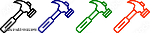 Hammer icon in black blue green red colors vector illustration tool object