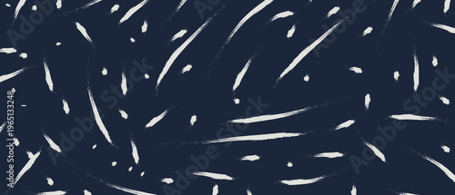 White brush strokes and dots on dark navy blue background abstract pattern texture