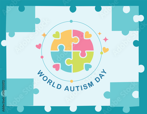 World Autism Awareness Day Background – Puzzle Pieces Unity Concept Vector