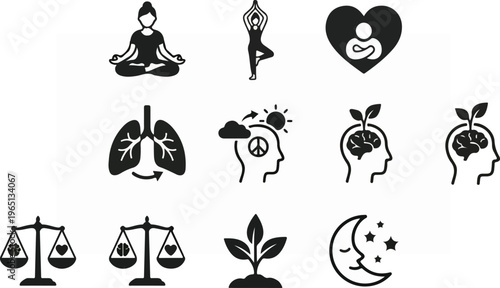 Wellness and Mindfulness - A Collection of Icons.