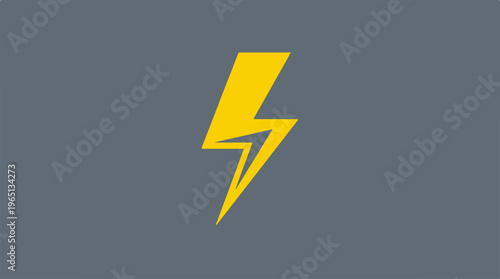 Yellow lightning bolt icon on a gray background for energy.