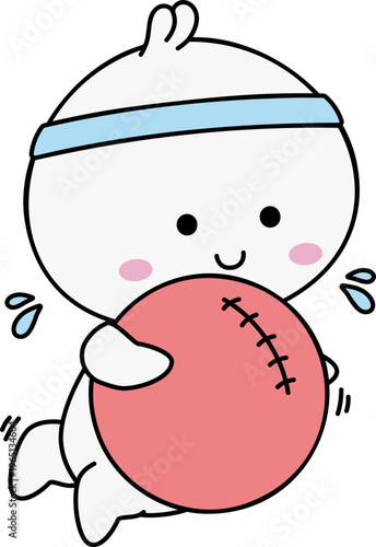 Cute Gym Emoji Fitness Ball Core Exercise Kawaii Chibi Sticker