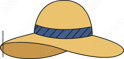beach hat for summer hand drawn doodle style.