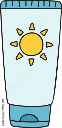 sunscreen hand drawn doodle style.