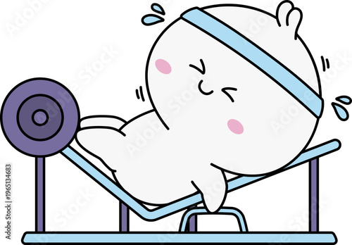 Cute Gym Emoji Leg Press Strength Training Kawaii Chibi Sticker