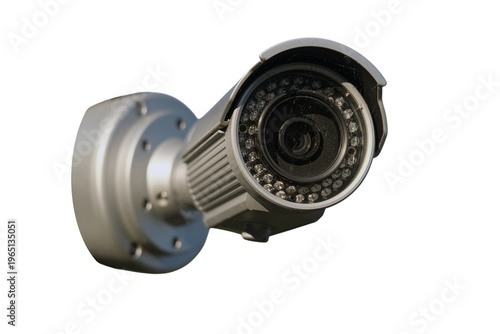 Security surveillance camera on transparent background. CCTV system for monitoring and protection. Digital video recorder technology for property safety. Equipment for private home safety observation.