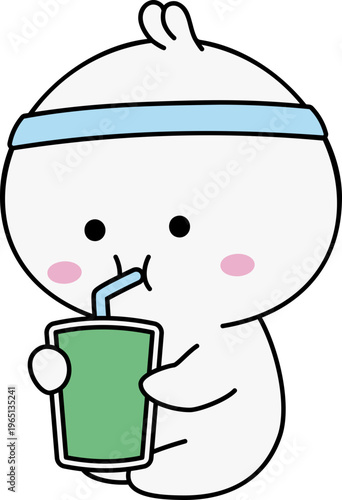 Cute Gym Emoji Green Smoothie Healthy Drink Kawaii Cartoon