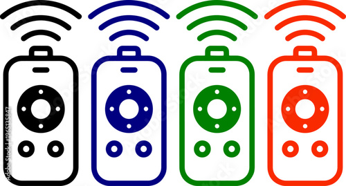 Remote control icon wireless device signal transmission buttons technology.
