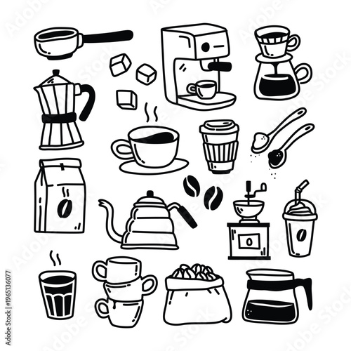 MINIMALIST HAND DRAWING COFFEE SHOP ELEMENT SET