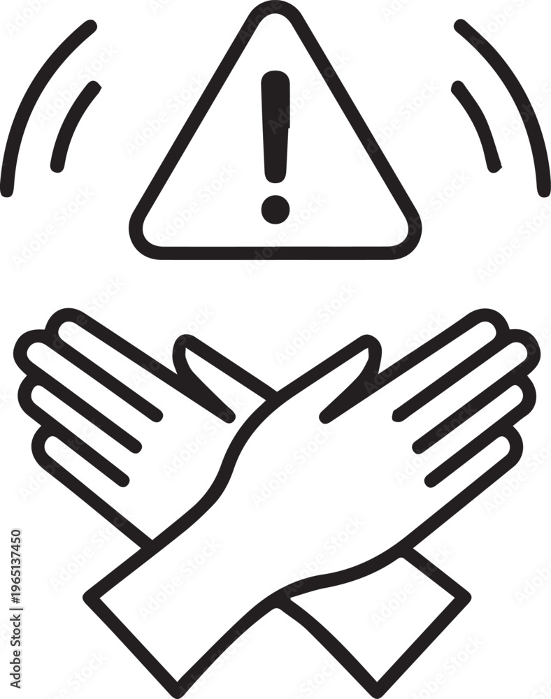 Fototapeta premium Warning sign with hands crossed underneath