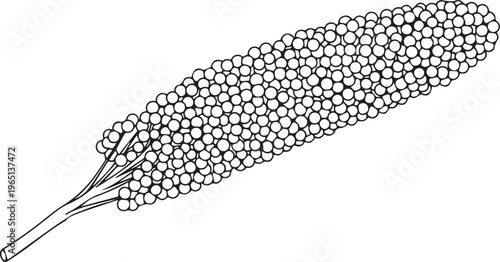 A black and white drawing of a bunch of beads on a string
