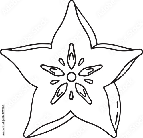 A black and white drawing of a starfish