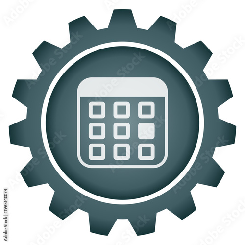 Calendar and schedule planning icon inside gear for time management and organization concepts professional vector and png illustration for business agenda