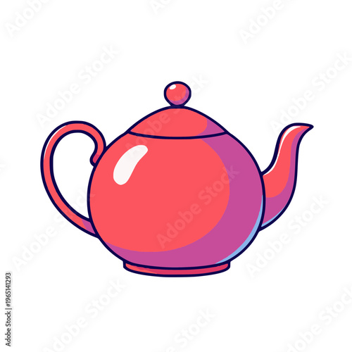A colorful cartoon teapot on transparent background