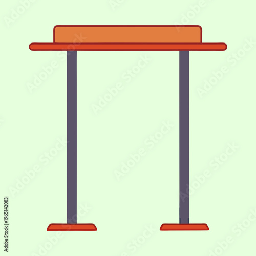 Foto Cartoon Arm Wrestling Table with Orange Padding and Dark Blue Legs