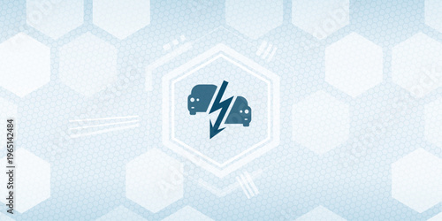 Electric car charging conflict or traffic accident collision vector icon illustration