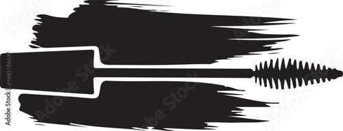 Set of make-up cosmetic mascara brush stroke texture design. Realistic mascara smear template. Mascara eyelashes. Hand drawn lash scribble swatch. Vector illustration.