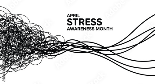 Stress awareness month april mental health illustration
