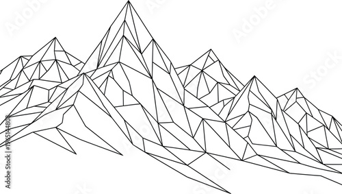 Geometric Mountain Range Wireframe Illustration.