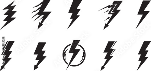 Lightning bolt emblem in circle. Energy symbol, power icon, electricity sign. Electric charge pictogram, thunder warning design. Thunderbolt simple logo, light flash, fast battery charger vector
