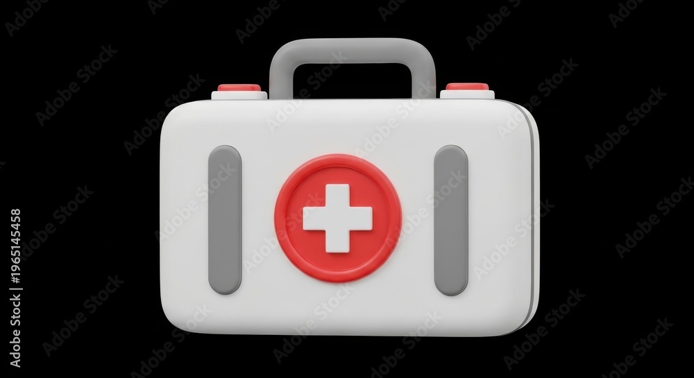 Obraz premium First aid kit box with red cross on black background