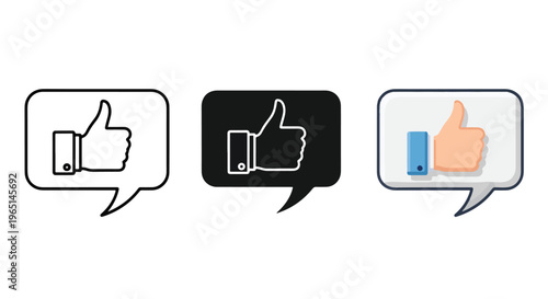thumb up approval icon set vector - Editable line icons. Vector illustration - Glyph and solid icon set - Icon vector