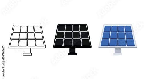 solar panel icons set with energy stages - Editable line icons. Vector illustration - Glyph and solid icon set - Icon vector