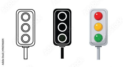 traffic light icons set vector illustration - Minimalist, flat icon, outline, glyph, linear, clipart, sticker - icon set