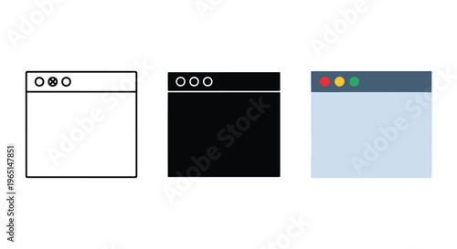minimalist browser icon set vector - Solid vector icons  - Clipart, sticker - icon set