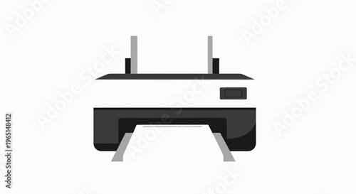 Simple illustration of a modern office printer with paper feeding out, representing printing and document output