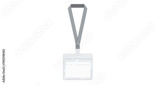 Professional identification card holder with grey lanyard, ready for personalized details, symbolizing access and security in corporate or event settings