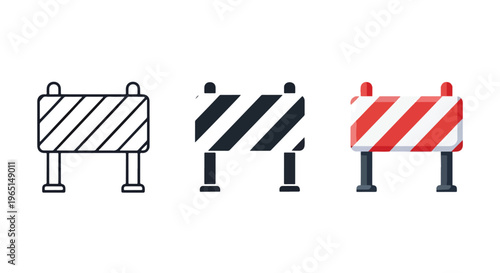 barrier icon set isolated on white - Solid vector icons  - Clipart, sticker - icon set