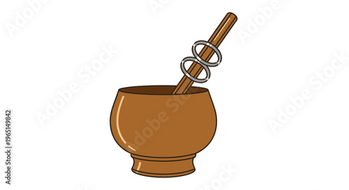 Traditional wooden mate gourd with a metal straw, representing a cultural beverage preparation and enjoyment