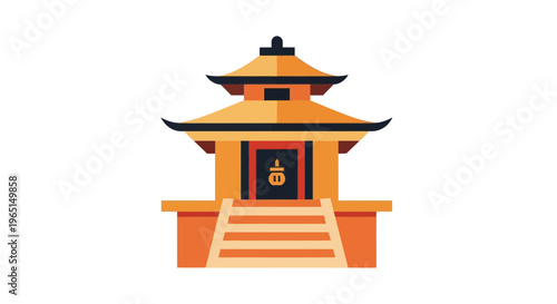 Vibrant vector illustration showcasing a traditional Asian pagoda temple with its iconic layered roofs and cultural significance, ideal for travel and heritage themes