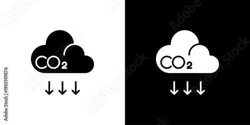 Emission Reduce Icon Sheet Black And White
