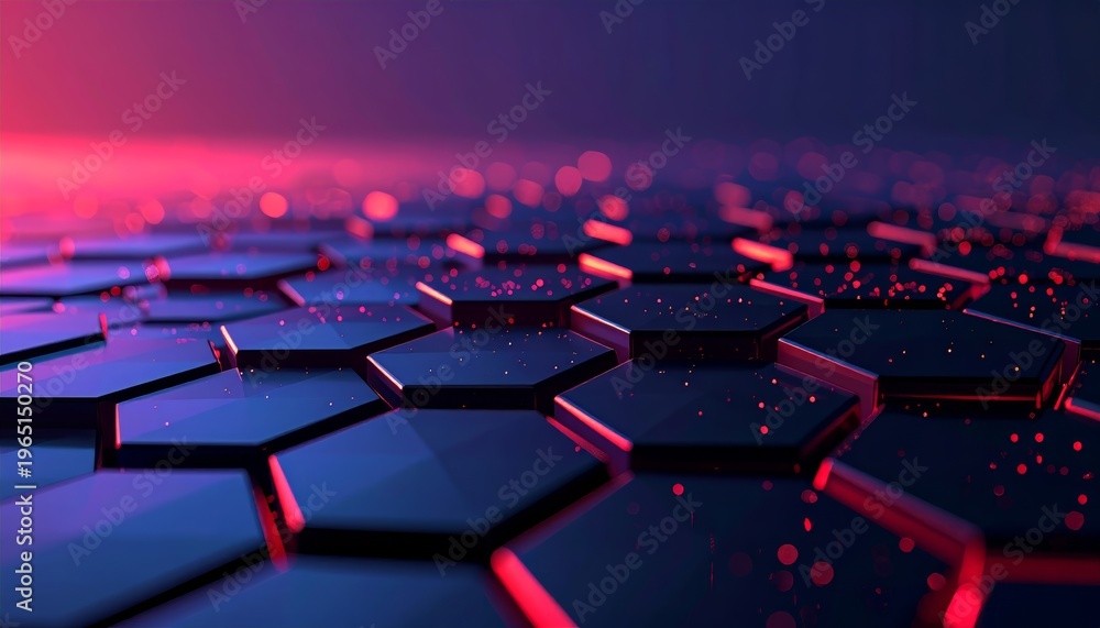 Fototapeta premium Abstract futuristic black and red hexagon network background