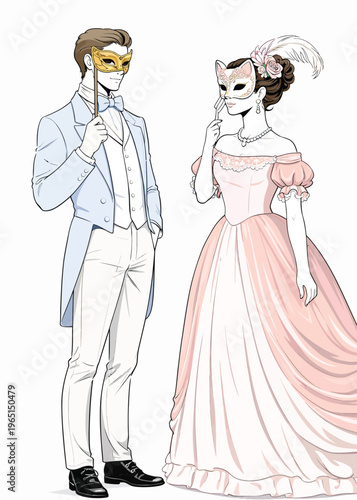 076-47-Elegant couple wearing masquerade masks for a formal ball