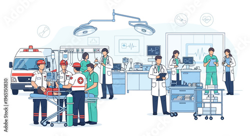 Emergency Medical Team Responding to Patient in Modern Hospital Setting