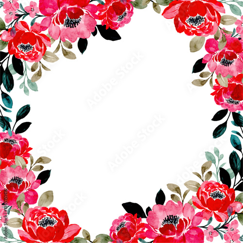 Flower watercolor frame for wedding, birthday, card, background, invitation, wallpaper, sticker, decoration etc.