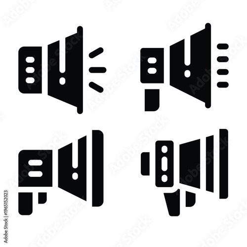 Hand hold speaker vector design, black handheld speaker icon sets