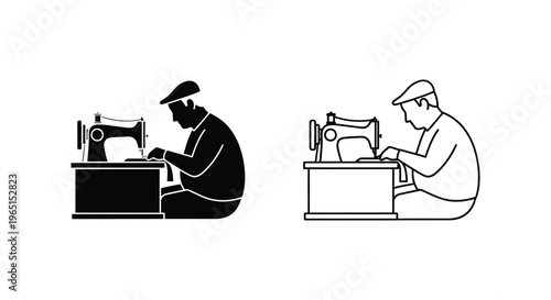 Sewing machine workers Vector
