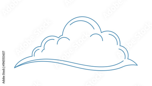 Simple blue line drawing of a fluffy cumulus cloud against a plain white background, perfect for weather and nature themed designs.