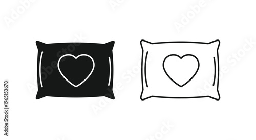 Cute heart pillow icons Vector