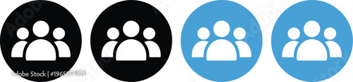 User icon set with four social media profile symbols arranged horizontally on clean white background