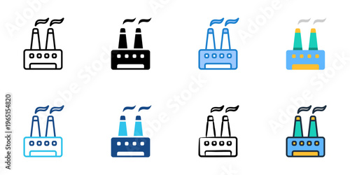 Factory icons set multiple style collection. Editable stroke 
