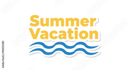 Summer vacation logo, travel symbol, wave icon, sunny getaway sign